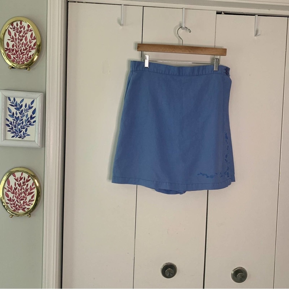 Vintage Blue Linen Skort Size 14
